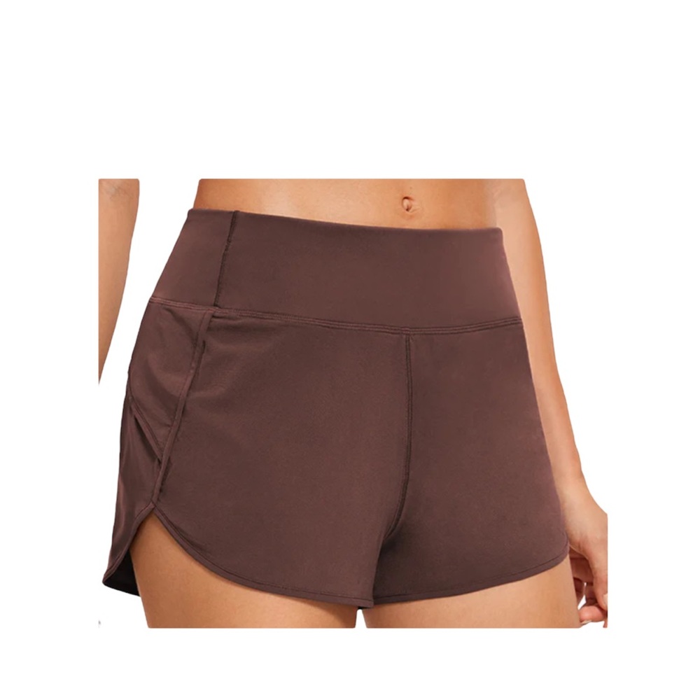 CRZ YOGA Brown Athletic Shorts with High Waist
